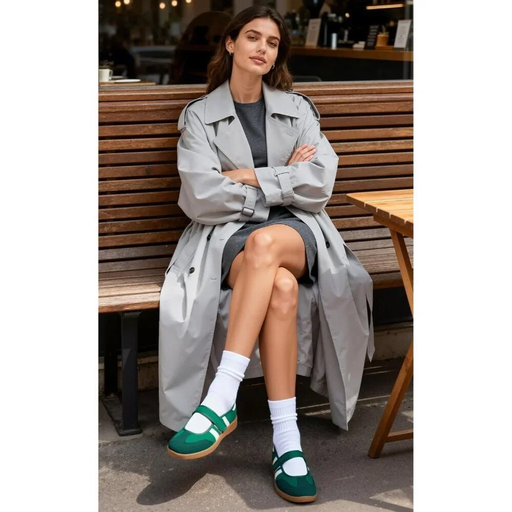 Women's Green Comfortable Casual Lightweight Slip On Footwear Retro Sneakers - Picture 4 of 8